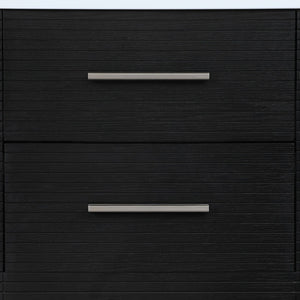 Meridian Furniture Oakwell Solid Wood Bathroom Vanity with Engineered Stone Top and Soft Close Drawer Storage Black 24 inches 679Black-24