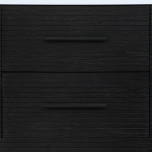 Meridian Furniture Oakwell Solid Wood Bathroom Vanity with Engineered Stone Top and Soft Close Drawer Storage Black 24 inches 679Black-24