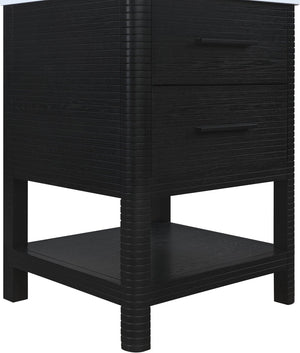 Meridian Furniture Oakwell Solid Wood Bathroom Vanity with Engineered Stone Top and Soft Close Drawer Storage Black 24 inches 679Black-24