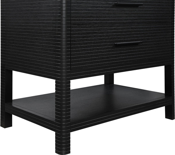 Meridian Furniture Oakwell Solid Wood Bathroom Vanity with Engineered Stone Top and Soft Close Drawer Storage Black 36 inches 679Black-36