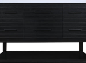 Meridian Furniture Oakwell Solid Wood Bathroom Vanity with Engineered Stone Top and Soft Close Drawer Storage Black 48 inches 679Black-48