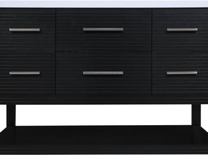 Meridian Furniture Oakwell Solid Wood Bathroom Vanity with Engineered Stone Top and Soft Close Drawer Storage Black 48 inches 679Black-48