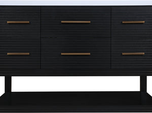 Meridian Furniture Oakwell Solid Wood Bathroom Vanity with Engineered Stone Top and Soft Close Drawer Storage Black 48 inches 679Black-48