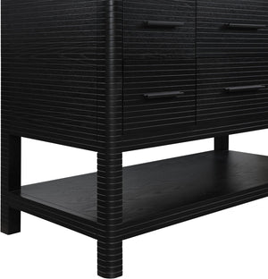 Meridian Furniture Oakwell Solid Wood Bathroom Vanity with Engineered Stone Top and Soft Close Drawer Storage Black 48 inches 679Black-48