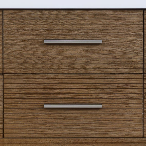 Meridian Furniture Oakwell Solid Wood Bathroom Vanity with Engineered Stone Top and Soft Close Drawer Storage Brown 48 inches 679Brown-48