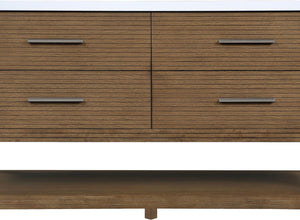 Meridian Furniture Oakwell Solid Wood Bathroom Vanity with Engineered Stone Top and Soft Close Drawer Storage Brown 60 inches 679Brown-60