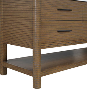 Meridian Furniture Oakwell Solid Wood Bathroom Vanity with Engineered Stone Top and Soft Close Drawer Storage Brown 72 inches 679Brown-72