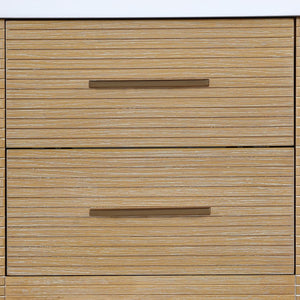 Meridian Furniture Oakwell Solid Wood Bathroom Vanity with Engineered Stone Top and Soft Close Drawer Storage Natural 24 inches 679Natural-24