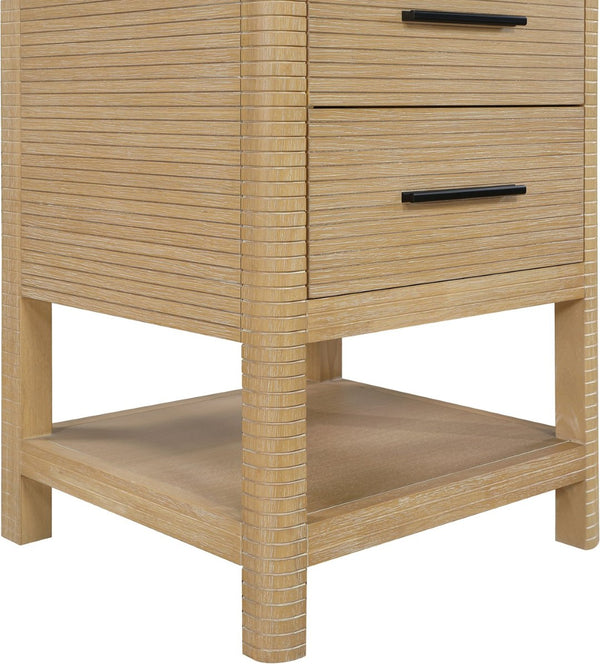 Meridian Furniture Oakwell Solid Wood Bathroom Vanity with Engineered Stone Top and Soft Close Drawer Storage Natural 24 inches 679Natural-24