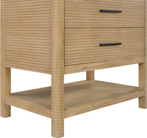 Meridian Furniture Oakwell Solid Wood Bathroom Vanity with Engineered Stone Top and Soft Close Drawer Storage Natural 36 inches 679Natural-36