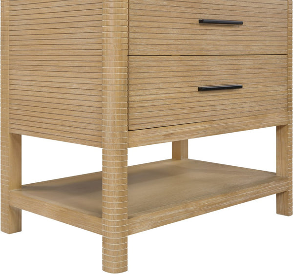 Meridian Furniture Oakwell Solid Wood Bathroom Vanity with Engineered Stone Top and Soft Close Drawer Storage Natural 36 inches 679Natural-36