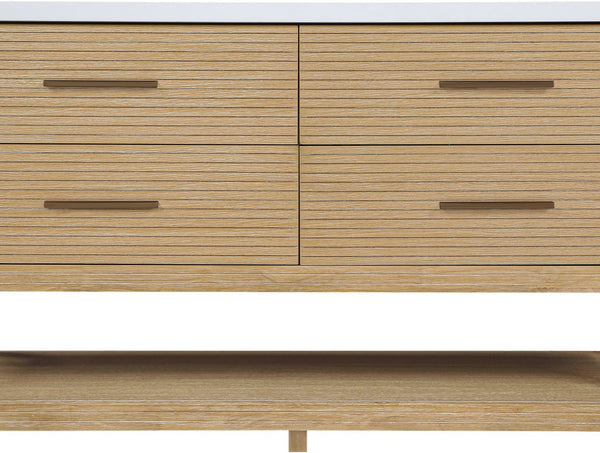 Meridian Furniture Oakwell Solid Wood Bathroom Vanity with Engineered Stone Top and Soft Close Drawer Storage Natural 60 inches 679Natural-60