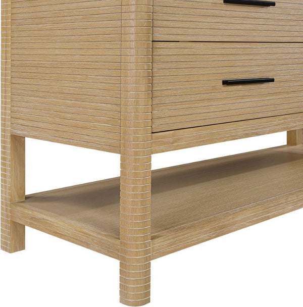 Meridian Furniture Oakwell Solid Wood Bathroom Vanity with Engineered Stone Top and Soft Close Drawer Storage Natural 60 inches 679Natural-60