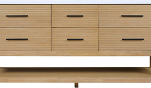 Meridian Furniture Oakwell Solid Wood Bathroom Vanity with Engineered Stone Top and Soft Close Drawer Storage Natural 72 inches 679Natural-72