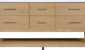 Meridian Furniture Oakwell Solid Wood Bathroom Vanity with Engineered Stone Top and Soft Close Drawer Storage Natural 72 inches 679Natural-72