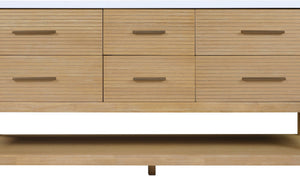 Meridian Furniture Oakwell Solid Wood Bathroom Vanity with Engineered Stone Top and Soft Close Drawer Storage Natural 72 inches 679Natural-72