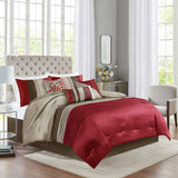 Madison Park Amherst Transitional 7 Piece Comforter Set MP10-037 Red