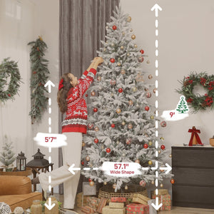 English Elm Homcom 9 Foot Frosted Artificial Spruce Tree with 2514 Flocked Tips Easy Setup W2225P485606