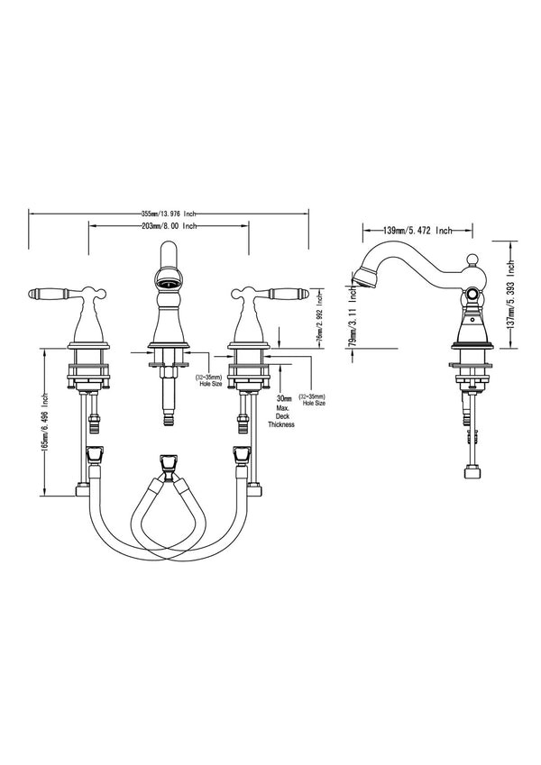 English Elm Bathroom Widespread Dual Handle Faucet with Pop up Drain and Included Supply Lines B2724P500083