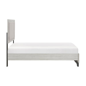 English Elm Contemporary Plush Upholstered Two-Tone Platform Twin Bed with Padded Headboard and Footboard, Sturdy Modern Frame Gray,White Oak 45.5 L x 31 W x 7 H B011S01822