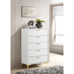 English Elm Karena White 5-Drawer Chest - Timeless Melamine Dresser with Ample Storage, Sleek Versatile Design B062P344887