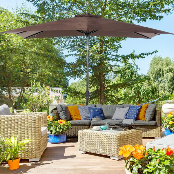English Elm Outsunny 9' X 7' Solar Led Patio Umbrella With Tilt & Crank For Ultimate Outdoor Comfort & Style W2225P217591-GIGA