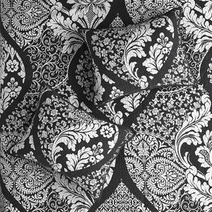 JLA Home Madison Park - 6 Madison Park Vienna Cotton Sateen Quilt Set — Reversible Damask Design with 3 Embroidered Accent Pillows Black MP13-7959