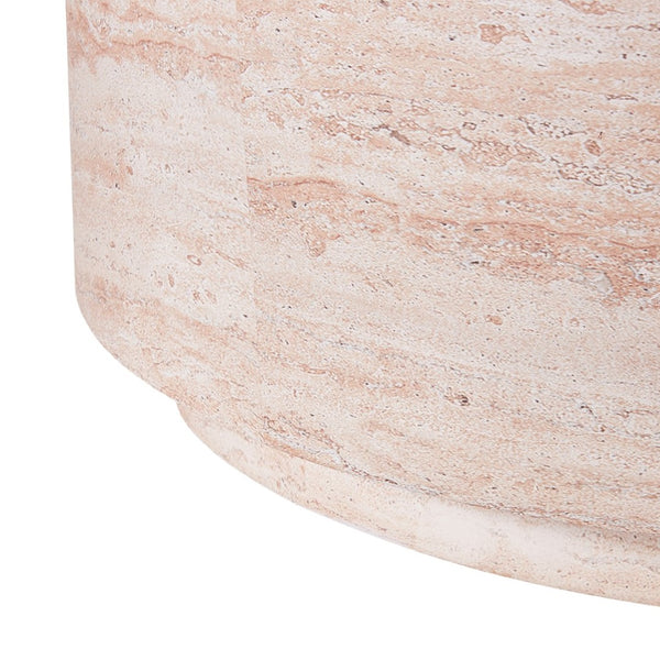English Elm 27.5" Round Mgo Coffee Table Travertine Stone Finish Indoor Outdoor Patio Use N772P306665T