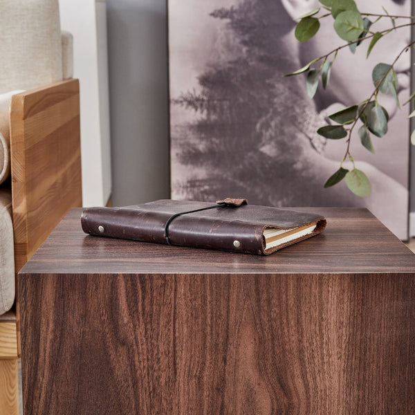 English Elm 16*16*16 Inch Walnut Grain Mdf Cube Side Table Ready to Use Living Room Accent W1151P231617