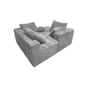 English Elm Corner Modular Sectional Sofa with Plush Fabric Converts to Loveseat or Guest Bed Gray W3064S00002