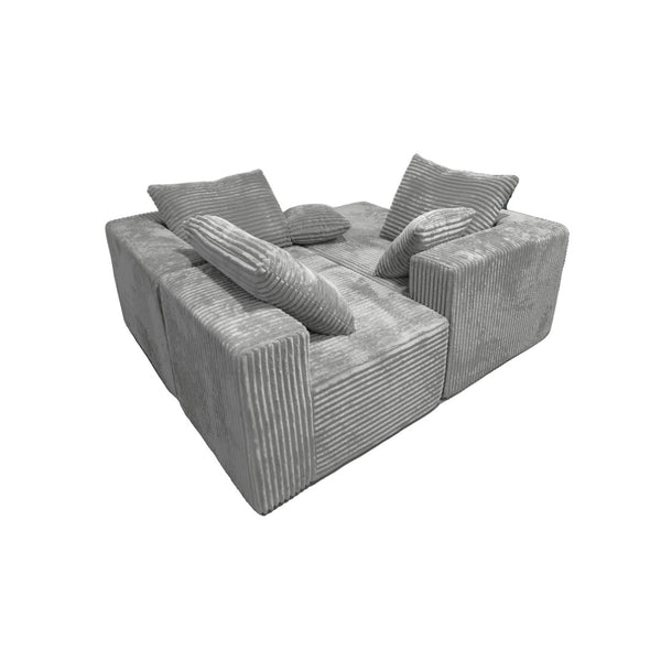 English Elm Corner Modular Sectional Sofa with Plush Fabric Converts to Loveseat or Guest Bed Gray W3064S00002