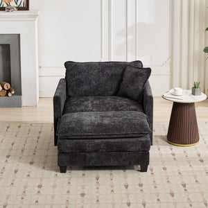 English Elm Cloud Sofa Single Seat Module - Modern Chenille Couch For Living Room & Bedroom Comfort, Black W1143S00006