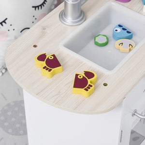 English Elm Wooden Corner Kids Kitchen Playset Pine Mdf Build with Sink and Play Accessories T3971P440753