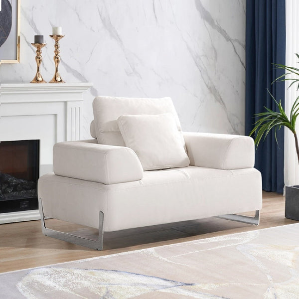 Pasargad Ravenna White Faux Suede Accent Chair - Transformable Design With Sliding Armrest & Backrest White Faux Suede Pslm-012-1