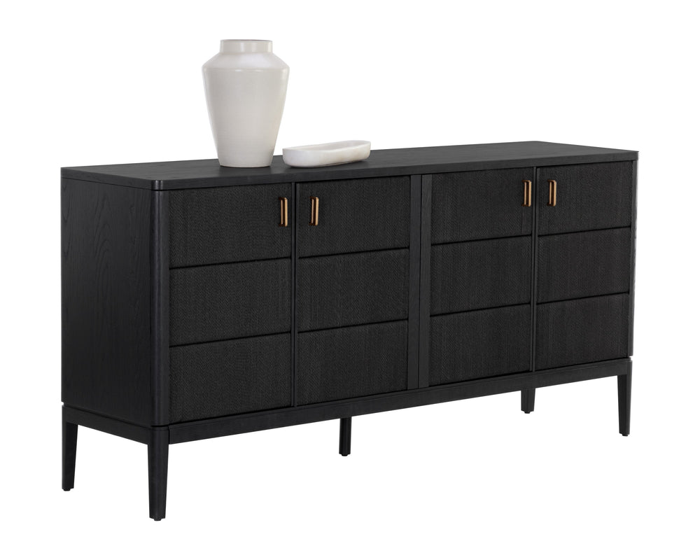 Sunpan Etienne Sideboard - Elegant Design with Antique Brass Handles and Unique Wood Character for Your Home Black