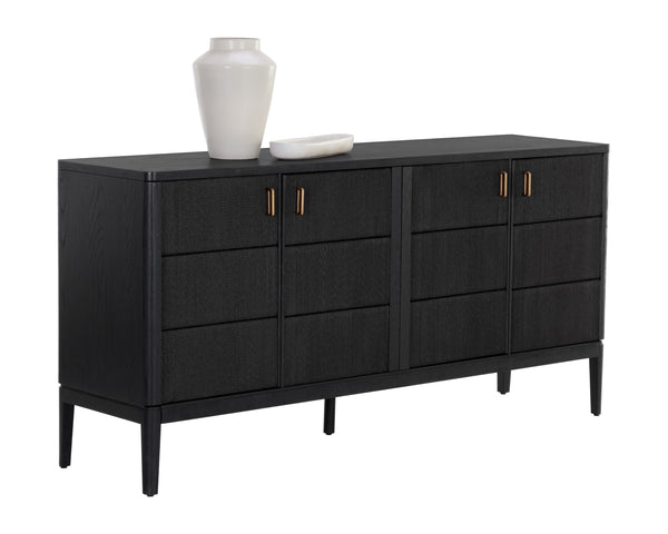 Sunpan Etienne Sideboard - Elegant Design with Antique Brass Handles and Unique Wood Character for Your Home Black