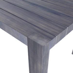 English Elm TREXM 7-Piece Patio Dining Set for 6 with 70.8" Acacia Table, Removable UV Waterproof Cushions, Gray-Beige N715P218121E