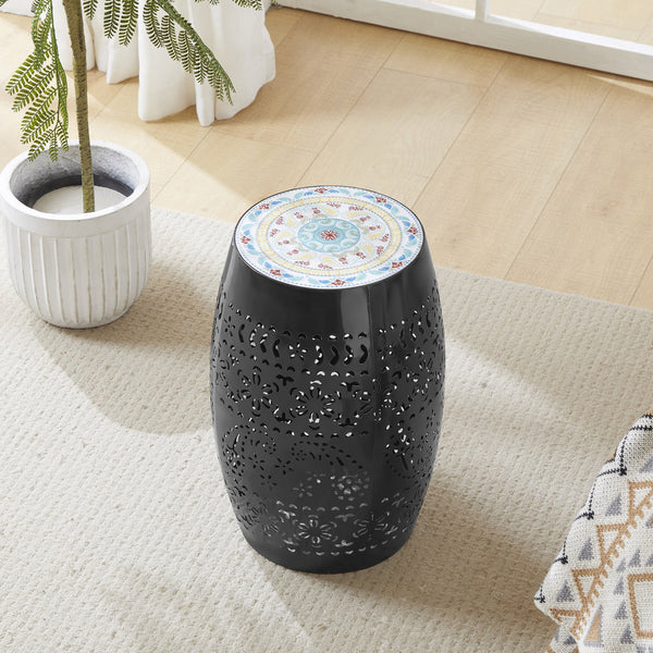 English Elm Christopher Knight Home® - Ruby12" Mosaic Side Table - Elegant Ceramic Tile & Iron Frame For Indoor/Outdoor Accent Use N770P182369B