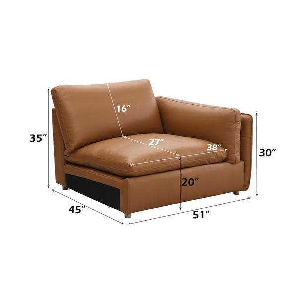 English Elm Brighton Modular Sectional Sofa - Luxe Brown Top-Grain Leather, Versatile 3-Piece Design For Comfort B2726S00397