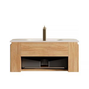 English Elm Dina Floating Bathroom Vanity with Sintered Stone Top and Soft Close Drawer W2615P370909