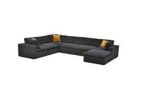 English Elm Coffee Bean Textured Modular Sectional Sofa Low Profile Contemporary Living Room Dark Gray B2748S00081