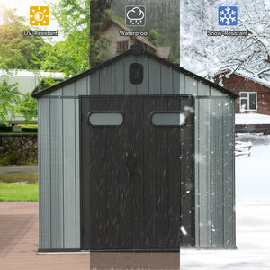 English Elm 8x10ft Outdoor Resin Storage Shed Lockable Waterproof Uv Resistant Wood Grain Design W1859S00132