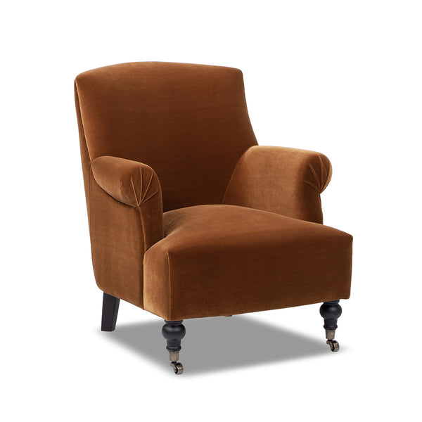 English Elm Jennifer Taylor Home - Eloise Handcrafted 30" Pleated Sock-Arm Accent Chair with Camelback Silhouette and Solid Wood Legs Burnt Orange B2719P385741