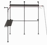 English Elm Industrial Pipe Clothing Rack, Reversible 118.3'' Clothes Rack For Hanging Clothes, Heavy Duty Garment Rack Closet Wardrobe Rack With Led Lights & Shelves, Walk-In Closet System, Black (Three)