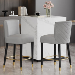 English Elm Christopher Knight Home® - 27inch-counterstool, modern rubberwood frame with light fabric upholstery, gold circular footrest accent Grey N780P224409G