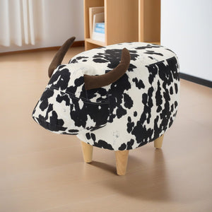 Christopher Knight Home® - Noble House - Bessie Black and White Cow Patterned Velvet Cow Ottoman