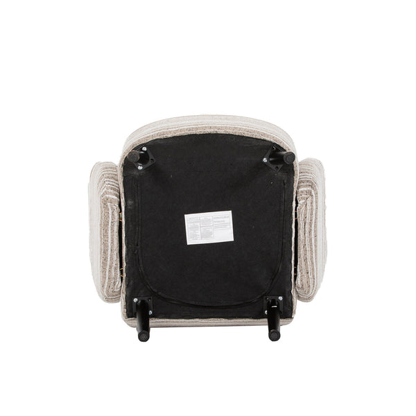 English Elm Modern Bouclé Armchair with High-Density Foam, Side Pocket & Solid Wood Legs for Cozy Reading Spots khaki W395P376567