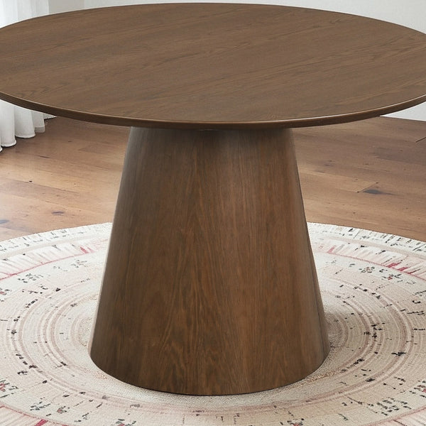 English Elm Ashcroft Furniture - Palamedes Solid Wood Round Table In Rich Walnut - Mid-Century Modern Design For Elegant Dining Spaces B183S00197