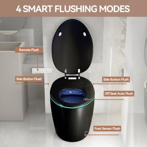 English Elm Unique Smart Toilet with Built in Bidet Auto Lid Foot Sensor and Warm Air Dryer W3133P384976