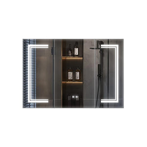 English Elm Mesa Triple Door Led Medicine Cabinet with Defogger Aluminum Frame Bathroom Storage B2731P478365